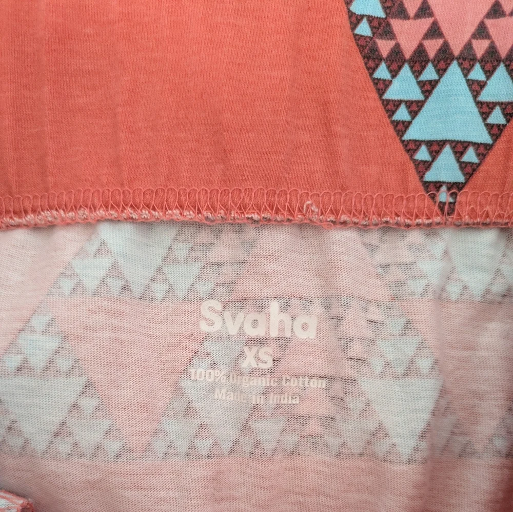 Geometric Patterned Skirt - Coral and Blue - Picture 2 of 2